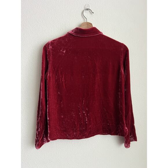 J Jill Crushed Velvet Top Button Down Womens XXS Pink Long Sleeve - Picture 2 of 7